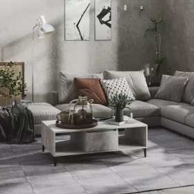 Betonszürke szerelt fa dohányzóasztal 103,5 x 60 x 35 cm