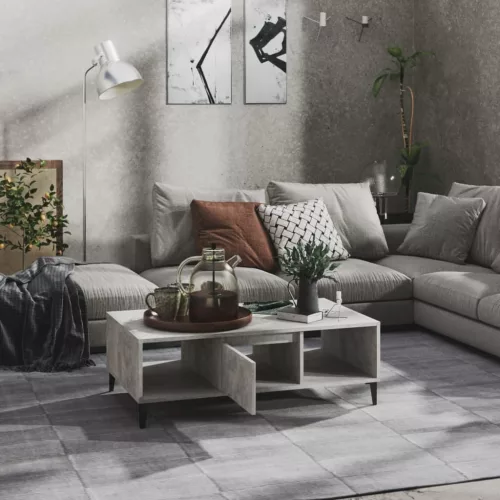 Betonszürke szerelt fa dohányzóasztal 103,5 x 60 x 35 cm