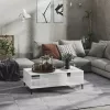 Magasfényű fehér szerelt fa dohányzóasztal 103,5 x 60 x 35 cm