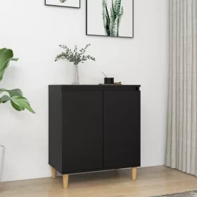   Fekete szerelt fa tálalószekrény tömör falábakkal 60x35x70 cm