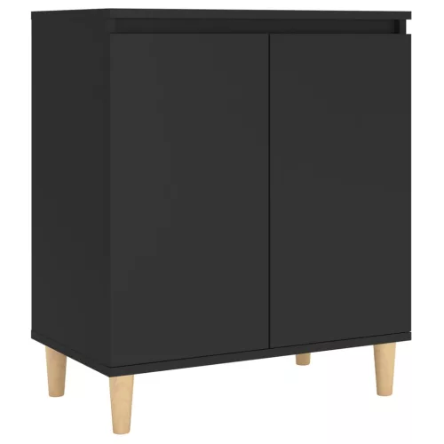 Fekete szerelt fa tálalószekrény tömör falábakkal 60x35x70 cm