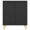 Fekete szerelt fa tálalószekrény tömör falábakkal 60x35x70 cm