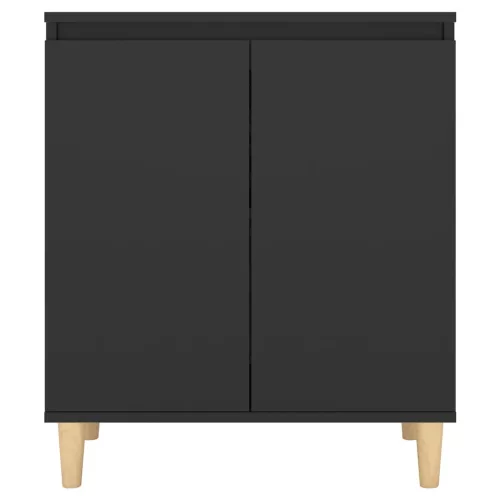 Fekete szerelt fa tálalószekrény tömör falábakkal 60x35x70 cm