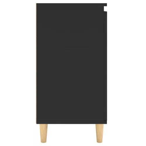 Fekete szerelt fa tálalószekrény tömör falábakkal 60x35x70 cm
