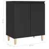 Fekete szerelt fa tálalószekrény tömör falábakkal 60x35x70 cm
