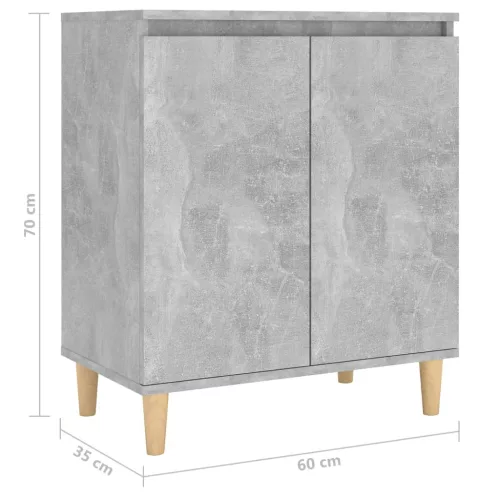 Betonszürke szerelt fa tálalószekrény falábakkal 60x35x70 cm