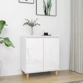   Magasfényű fehér tálalószekrény tömör falábakkal 60x35x70 cm