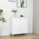 Magasfényű fehér tálalószekrény tömör falábakkal 60x35x70 cm