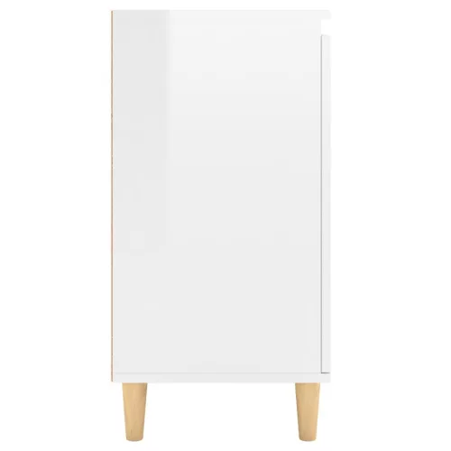 Magasfényű fehér tálalószekrény tömör falábakkal 60x35x70 cm
