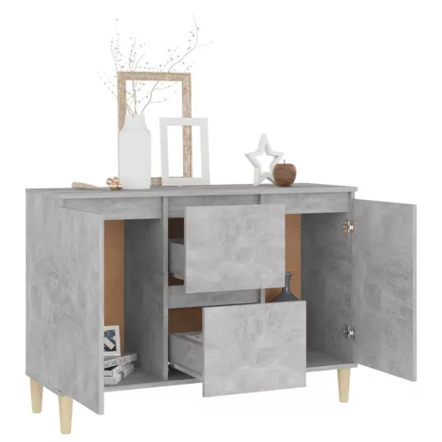 Betonszürke szerelt fa tálalószekrény 101 x 35 x 70 cm