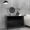 Fekete szerelt fa tálalószekrény 102 x 35 x 70 cm