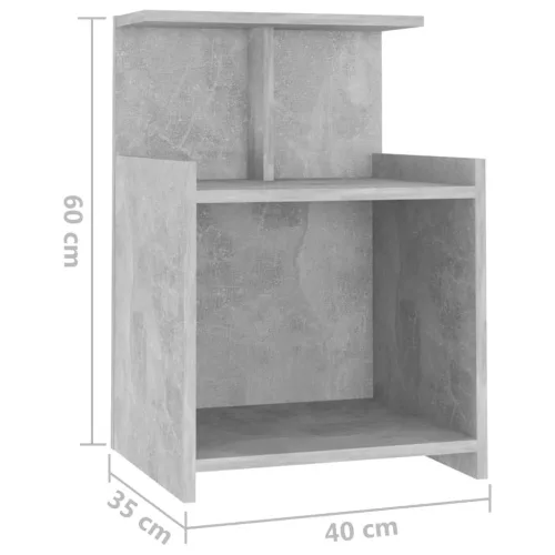 2 db betonszürke szerelt fa éjjeliszekrény 40 x 35 x 60 cm