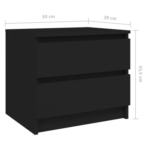 2 db fekete szerelt fa éjjeliszekrény 50 x 39 x 43,5 cm