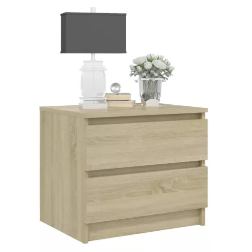 2 db sonoma tölgy színű szerelt fa éjjeliszekrény 50x39x43,5 cm