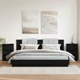 2 db fekete szerelt fa éjjeliszekrény 40 x 35 x 62,5 cm