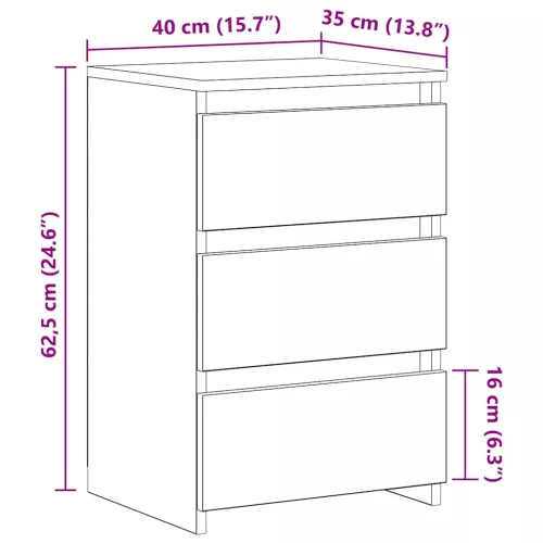 2 db fekete szerelt fa éjjeliszekrény 40 x 35 x 62,5 cm