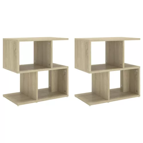 2 db sonoma tölgy színű szerelt fa éjjeliszekrény 50x30x51,5 cm