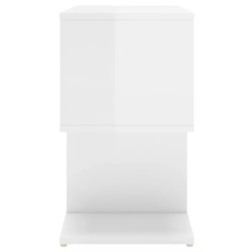 2 db magasfényű fehér szerelt fa éjjeliszekrény 50x30x51,5cm