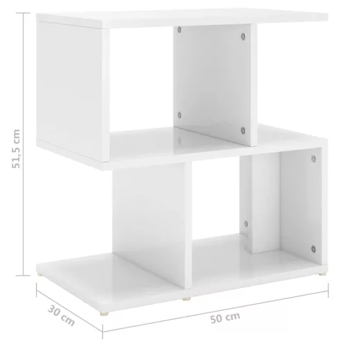 2 db magasfényű fehér szerelt fa éjjeliszekrény 50x30x51,5cm