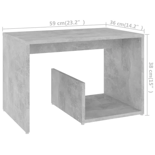 Betonszürke szerelt fa kisasztal 59 x 36 x 38 cm