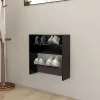 Fekete szerelt fa fali cipősszekrény 60 x 18 x 60 cm
