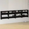 4 db fekete szerelt fa fali cipősszekrény 60 x 18 x 60 cm
