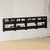 4 db magasfényű fekete szerelt fa fali cipősszekrény 60x18x60cm