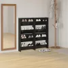 4 db magasfényű fekete szerelt fa fali cipősszekrény 60x18x60cm