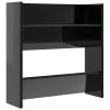 4 db magasfényű fekete szerelt fa fali cipősszekrény 60x18x60cm