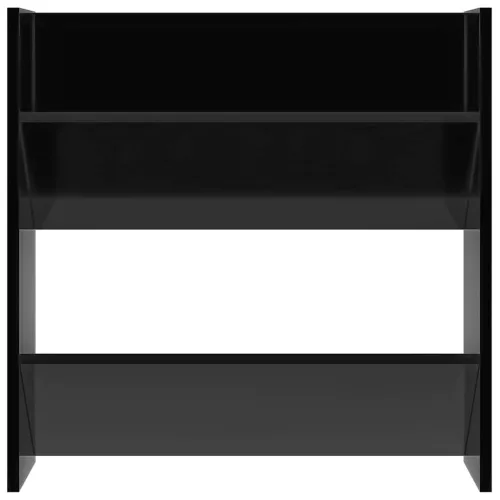 4 db magasfényű fekete szerelt fa fali cipősszekrény 60x18x60cm