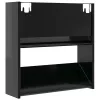 4 db magasfényű fekete szerelt fa fali cipősszekrény 60x18x60cm