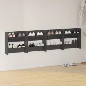   4 db magasfényű szürke szerelt fa fali cipősszekrény 60x18x60cm