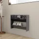 Magasfényű szürke szerelt fa fali cipősszekrény 80 x 18 x 60 cm