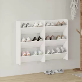 2 db fehér fali cipősszekrény 60 x 18 x 90 cm