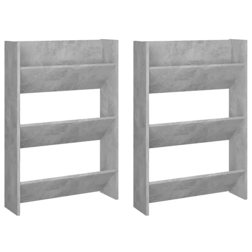 2 db betonszürke fali cipősszekrény 60 x 18 x 90 cm