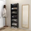 2 db magasfényű fekete szerelt fa fali cipősszekrény 60x18x90cm