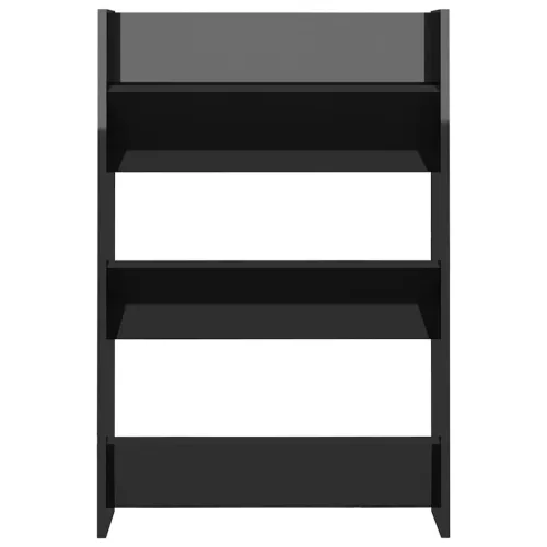 2 db magasfényű fekete szerelt fa fali cipősszekrény 60x18x90cm