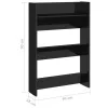 2 db magasfényű fekete szerelt fa fali cipősszekrény 60x18x90cm
