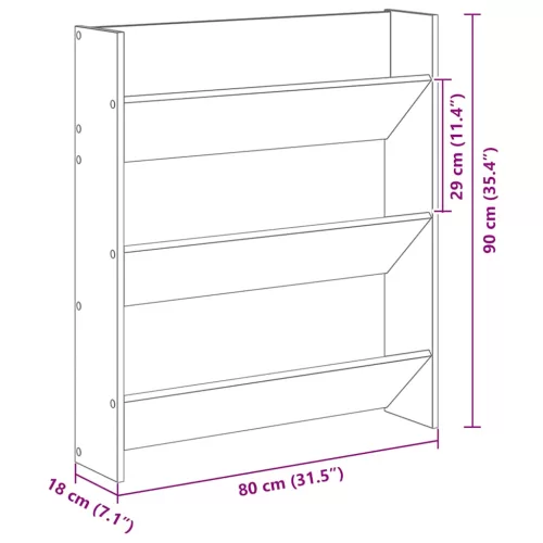 Betonszürke forgácslap fali cipősszekrény 80 x 18 x 90 cm