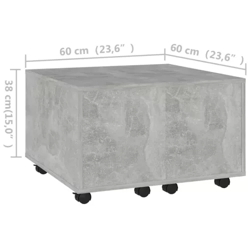 Betonszürke szerelt fa dohányzóasztal 60 x 60 x 38 cm