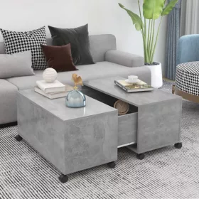 Betonszürke szerelt fa dohányzóasztal 75 x 75 x 38 cm