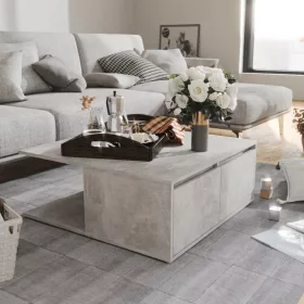 Betonszürke szerelt fa dohányzóasztal 80 x 80 x 31 cm
