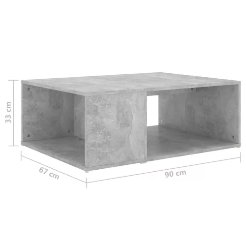 Betonszürke szerelt fa dohányzóasztal 90 x 67 x 33 cm