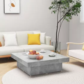 Betonszürke szerelt fa dohányzóasztal 90 x 90 x 28 cm