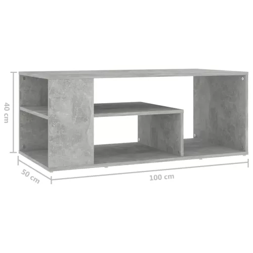 Betonszürke szerelt fa dohányzóasztal 100 x 50 x 40 cm