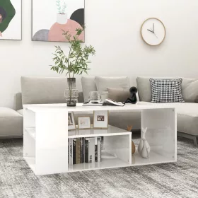   Fehér magasfényű szerelt fa dohányzóasztal 100 x 50 x 40 cm