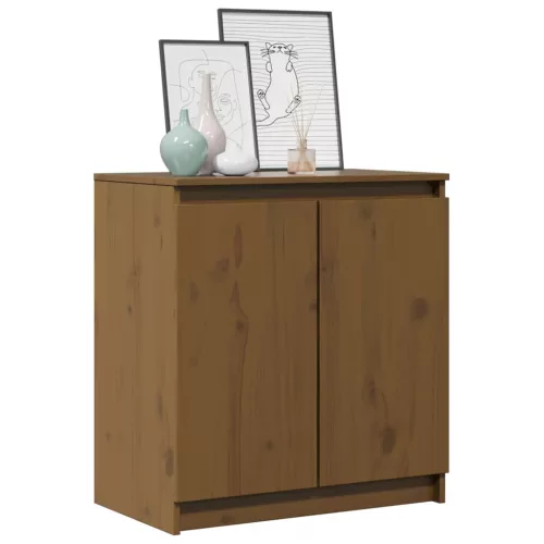 Mézbarna tömör fenyőfa kisszekrény 60 x 36 x 65 cm