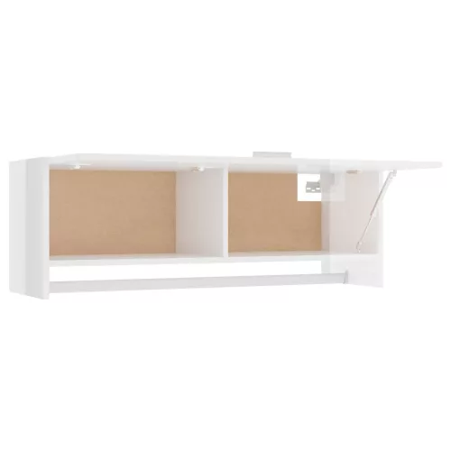 Magasfényű fehér szerelt fa ruhásszekrény 100 x 32,5 x 35 cm
