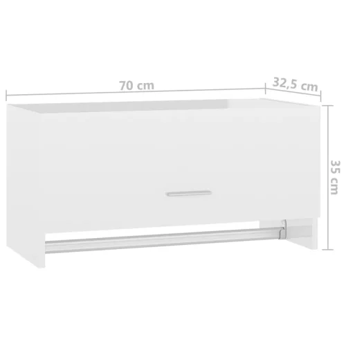 Magasfényű fehér szerelt fa ruhásszekrény 70 x 32,5 x 35 cm