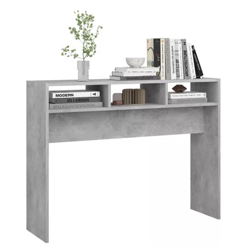 Betonszürke szerelt fa tálalóasztal 105 x 30 x 80 cm